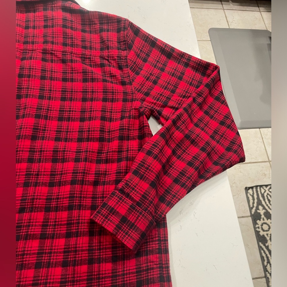 Lauren Ralph Lauren Women Red Black Plaid Flannel Button-Down Shirt Sz S cotton - Picture 12 of 15